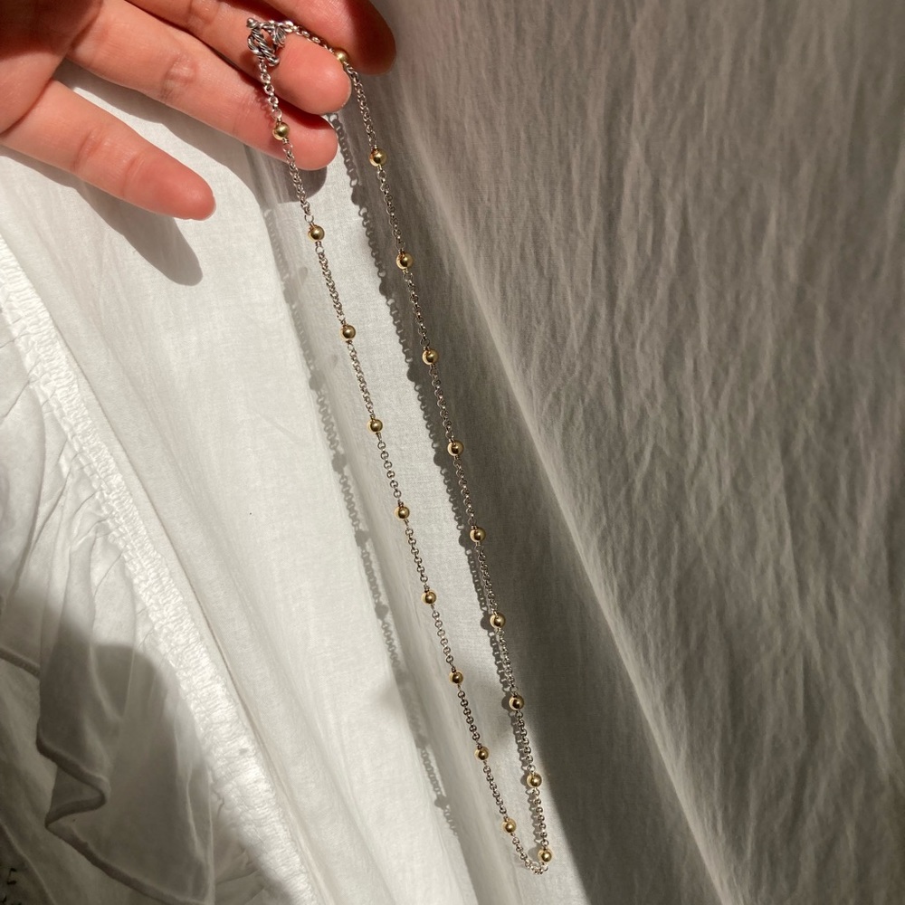 David Yurman Cable Collectibles 18K Yellow Gold Domes and Silver Chain